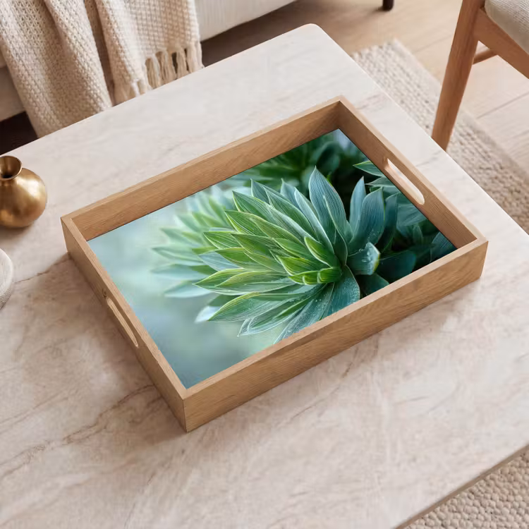 Blad - Plant - Groen - Textuur Dienblad Rechthoek middel -sfeer1