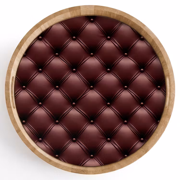Leer - Patroon - Bordeaux Dienblad Rond middel 914 -z3d_shopping