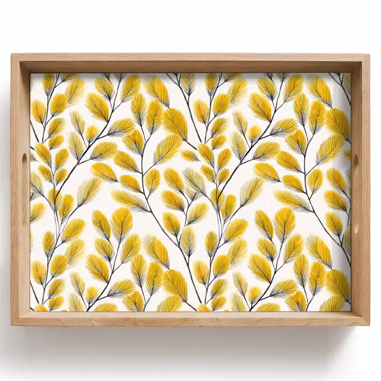 Bladeren - Botanisch - Elegant - Geel - Zwart Dienblad Rechthoek middel 911 -z3d_shopping