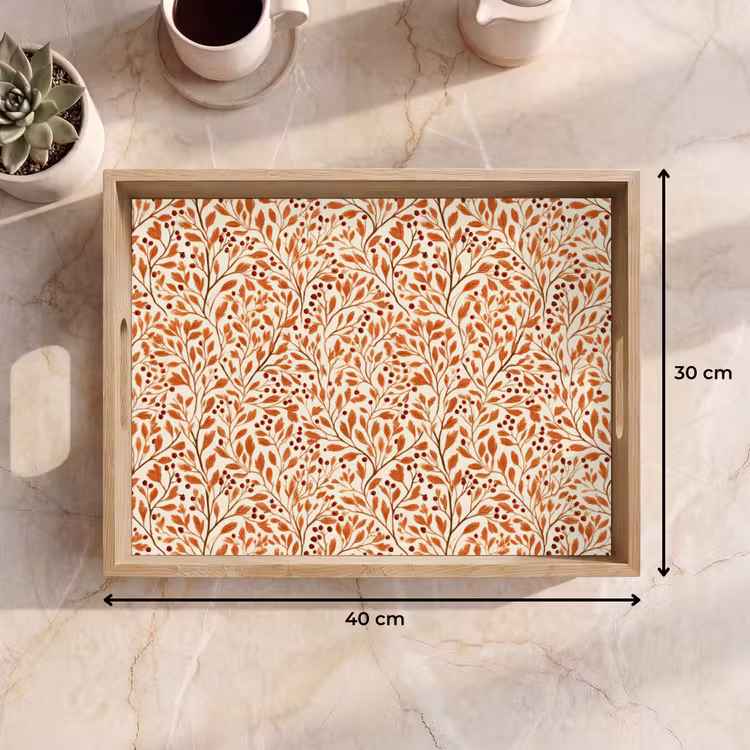 Bladeren - Botanisch - Terracotta Dienblad Rechthoek middel 911 -USP_Formaat