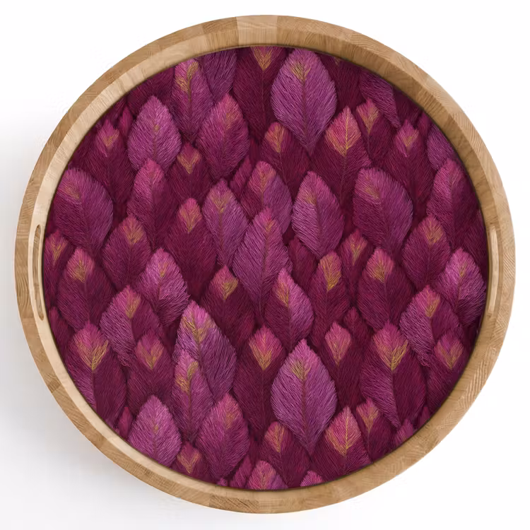Bladeren - Patroon - Burgundy Dienblad Rond middel 914 -z3d_shopping