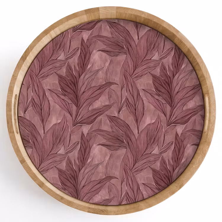 Bladeren - Patroon - Paars Dienblad Rond middel 914 -z3d_shopping