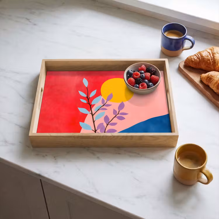 Bladeren - Zon - Abstracte vormen Dienblad Rechthoek middel -sfeer2