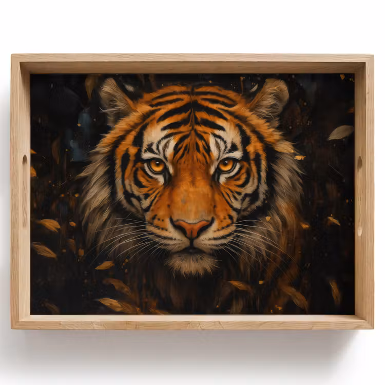 Bladeren - Tijger - Oranje Dienblad Rechthoek middel -z3d_shopping