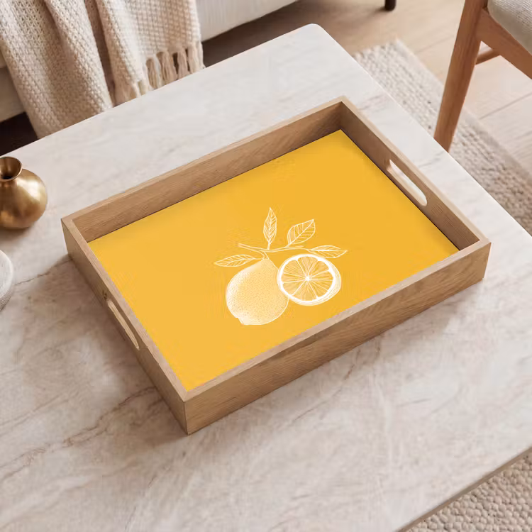 Citroenen - Illustratie - Minimalistisch - Geel Dienblad Rechthoek middel -sfeer1