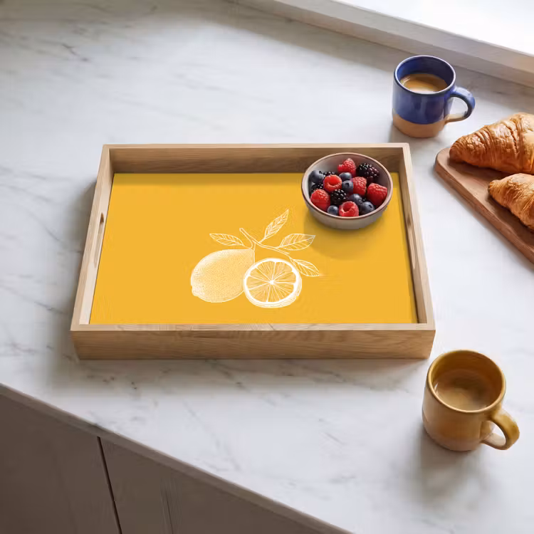 Citroenen - Illustratie - Minimalistisch - Geel Dienblad Rechthoek middel -sfeer2