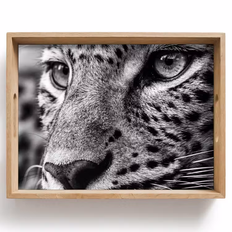 Luipaard - Zwart - Wit - Oog Dienblad Rechthoek middel -z3d_shopping