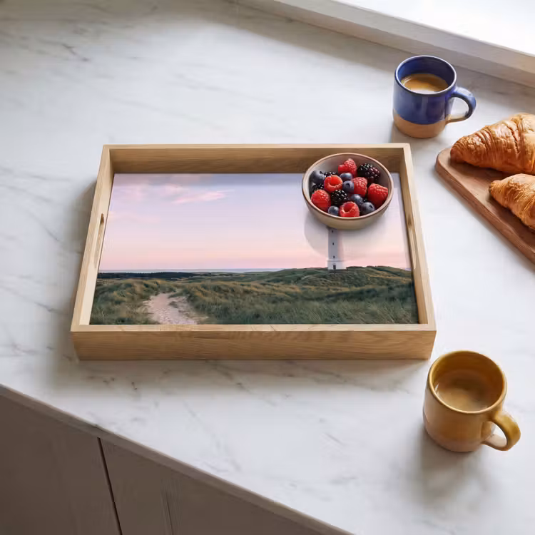Vuurtoren - Duinlandschap - Zee Dienblad Rechthoek middel -sfeer2