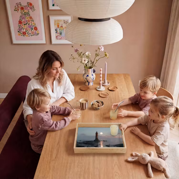 Vuurtoren - Stenen - Water - Maan Dienblad Rechthoek middel -sfeer4