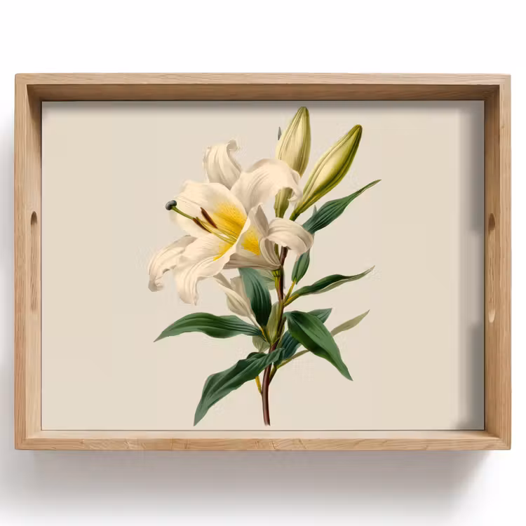 Lelie - Elegant - Botanisch - Beige Dienblad Rechthoek middel -z3d_shopping
