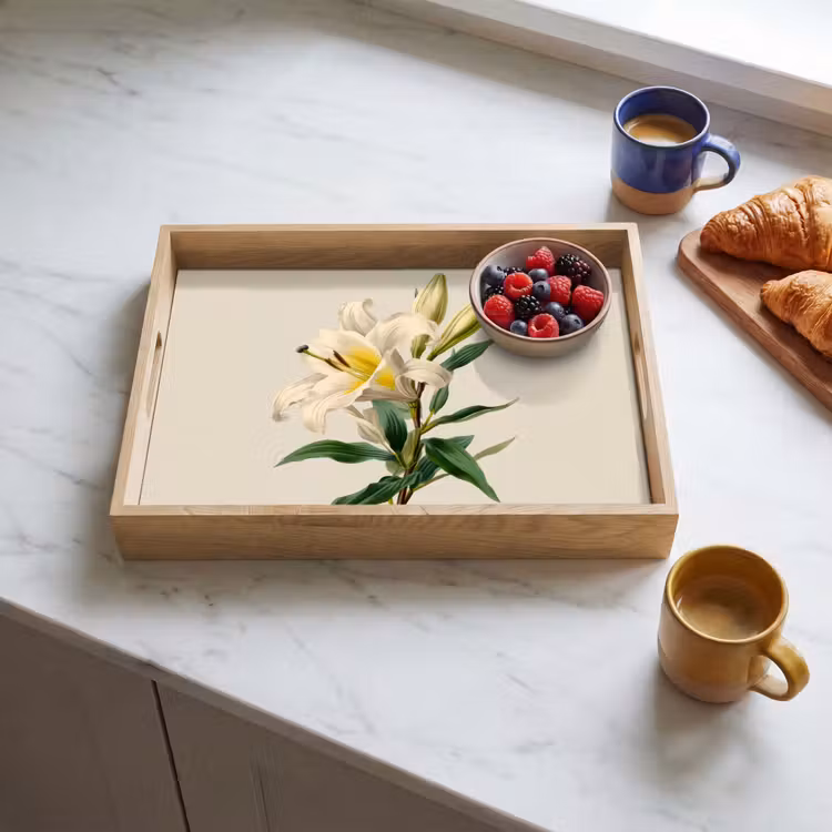 Lelie - Elegant - Botanisch - Beige Dienblad Rechthoek middel -sfeer2