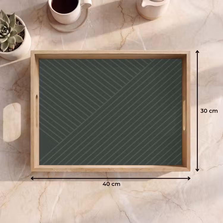 Lijnen - Abstract - Groen - Minimalistisch Dienblad Rechthoek middel -USP_Formaat