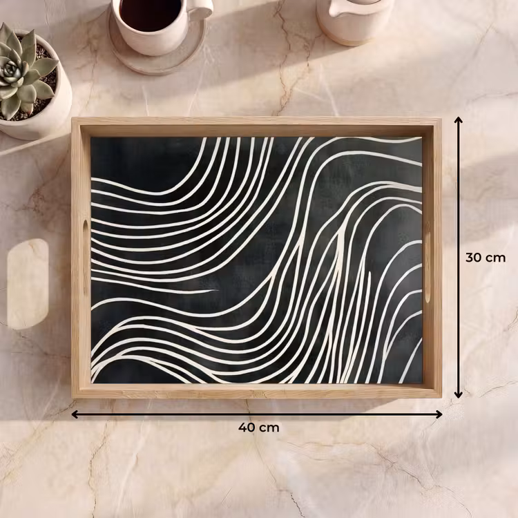 Lijnen - Patroon - Abstract - Wit Dienblad Rechthoek middel -USP_Formaat