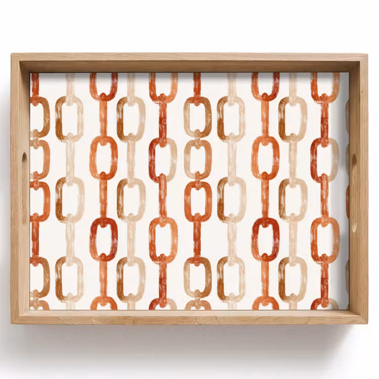 Schakels - Patroon - Aquarel - Terracotta Dienblad Rechthoek middel 911 -z3d_shopping