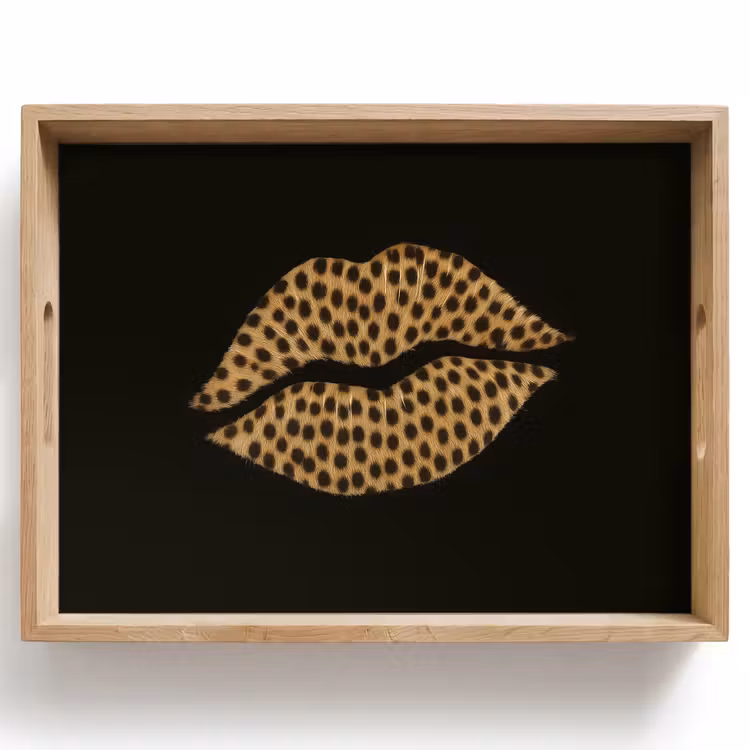lip - Zwart - Panterprint Dienblad Rechthoek middel -z3d_shopping
