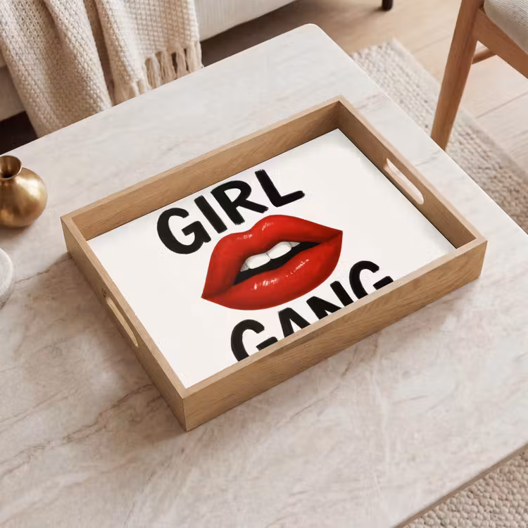 Lip - Girl - Rood - Letters Dienblad Rechthoek middel -sfeer1