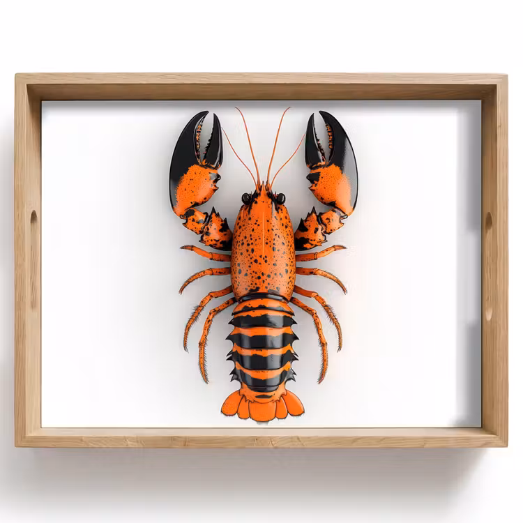 Kreeft - Zwart - Oranje - Wit - Uniek Dienblad Rechthoek middel -z3d_shopping