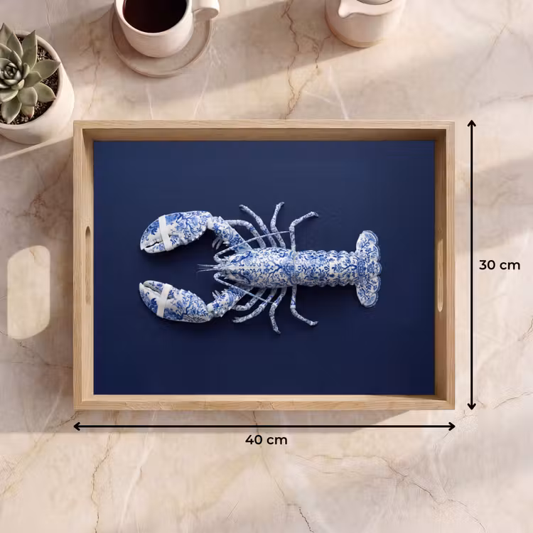 Kreeft - Porselein - Delfts - Blauw Dienblad Rechthoek middel -USP_Formaat