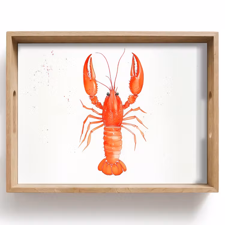 Kreeft - Waterverf - Aquarel - Oranje Dienblad Rechthoek middel -z3d_shopping