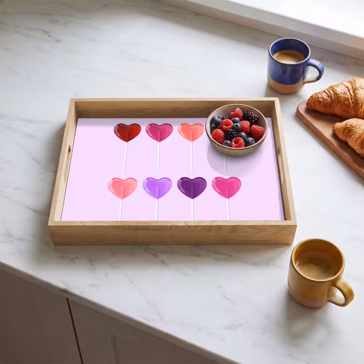 Lolly - Hart - Roze - Snoep Dienblad Rechthoek middel -sfeer2