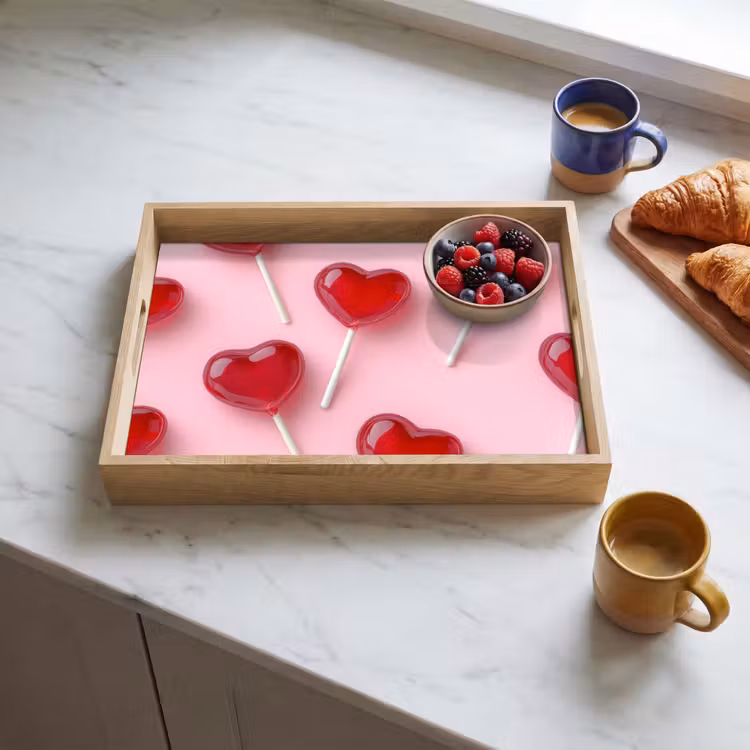 Lollies - Hartjes - Roze Dienblad Rechthoek middel -sfeer2