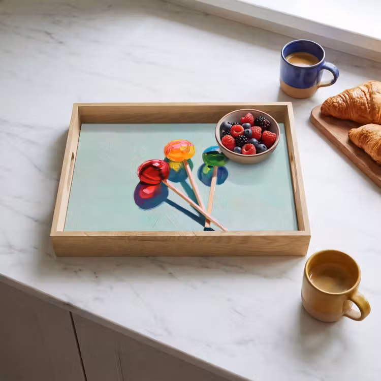 Lollys - Schaduw - Drie - Blauw Dienblad Rechthoek middel -sfeer2