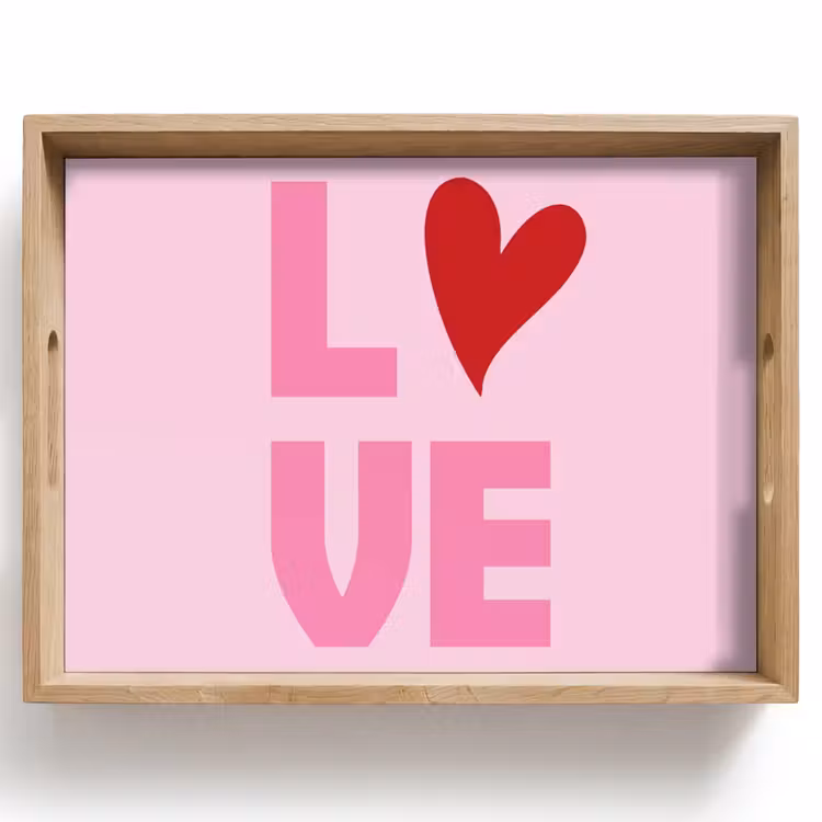 Love - Roze - Hart - Valentijn Dienblad Rechthoek middel -z3d_shopping