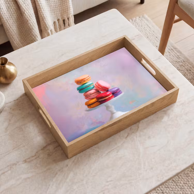 Macarons - Schaal - Pastel - Kleurrijk Dienblad Rechthoek middel -sfeer1