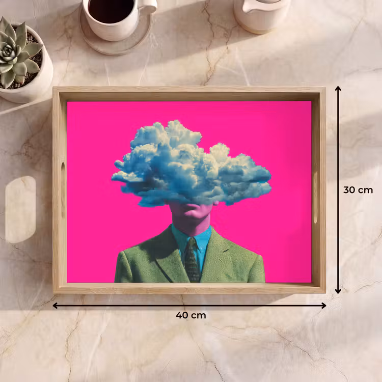 Man - Pak - Wolk - Roze Dienblad Rechthoek middel -USP_Formaat