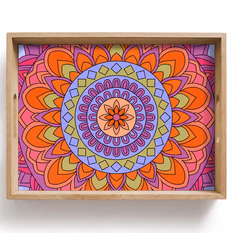 Mandala - Cirkel - Abstract - Kleurrijk - Patroon Dienblad Rechthoek middel -z3d_shopping