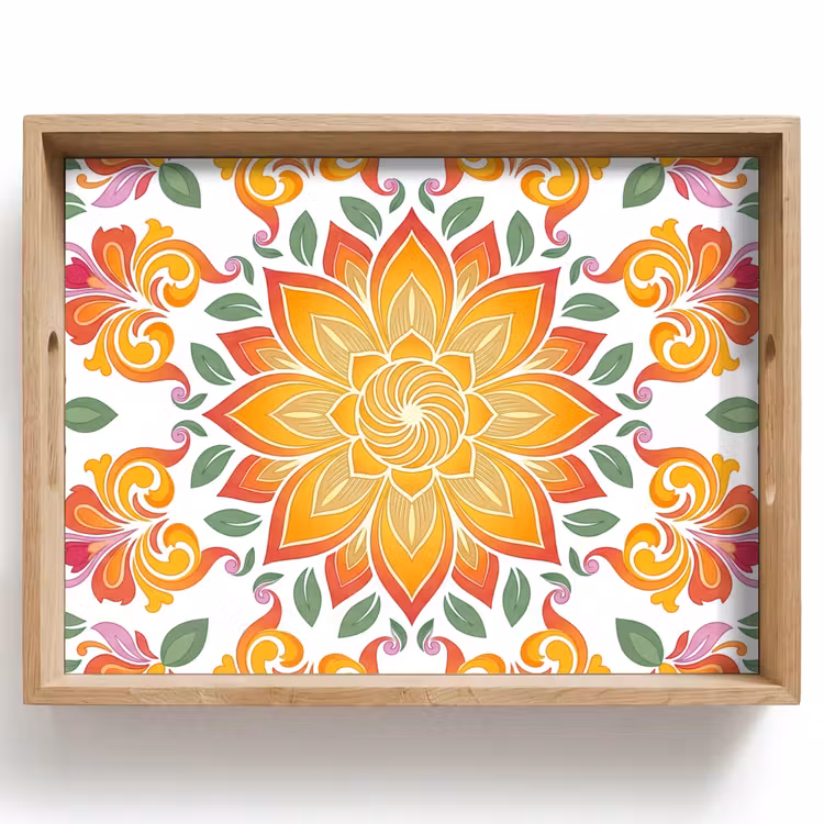 Mandala - Bloemen - Decoratie - Kleurrijk - Abstract Dienblad Rechthoek middel -z3d_shopping