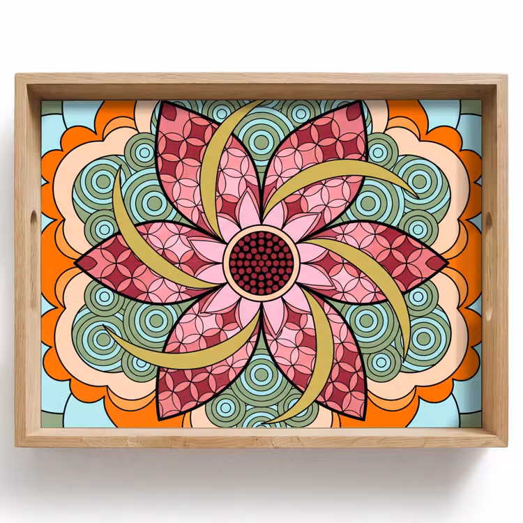 Mandala - Geometrisch - Kunst - Decoratief - Kleurrijk Dienblad Rechthoek middel -z3d_shopping