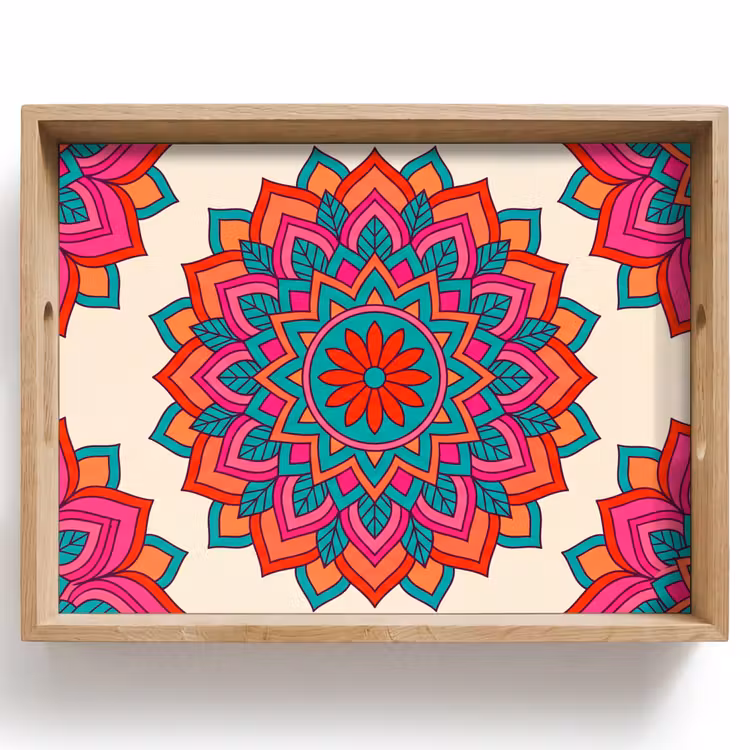 Mandala - Patroon - Abstract - Kleurrijk - Modern Dienblad Rechthoek middel -z3d_shopping