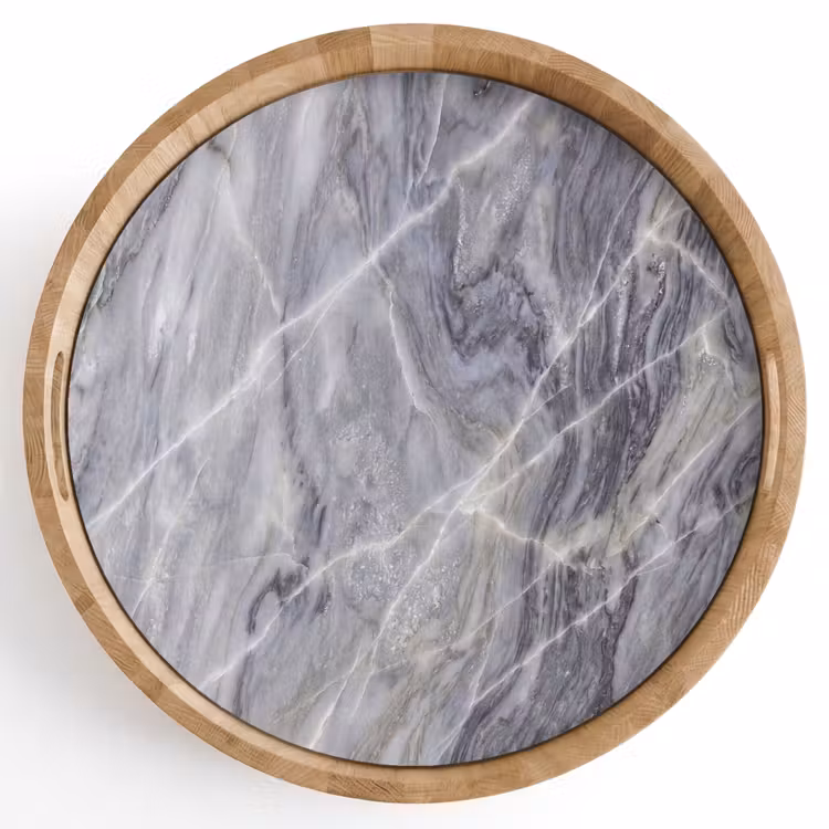 Marmer - Ader - Patroon - Abstract - Grijs Dienblad Rond middel -z3d_shopping