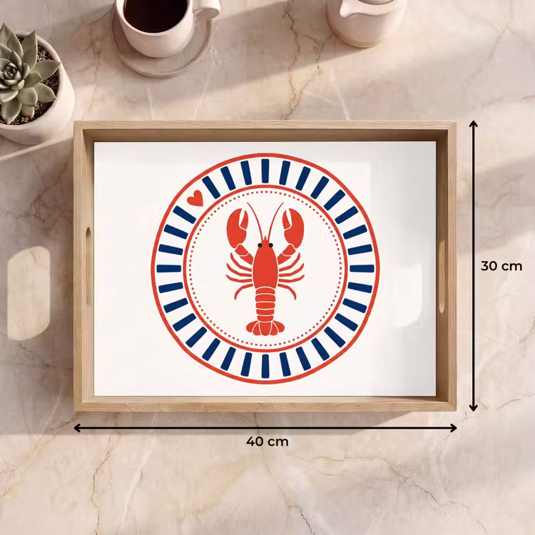 Zeeleven - Kreeft - Embleem - Grafisch - Rood Dienblad Rechthoek middel -USP_Formaat