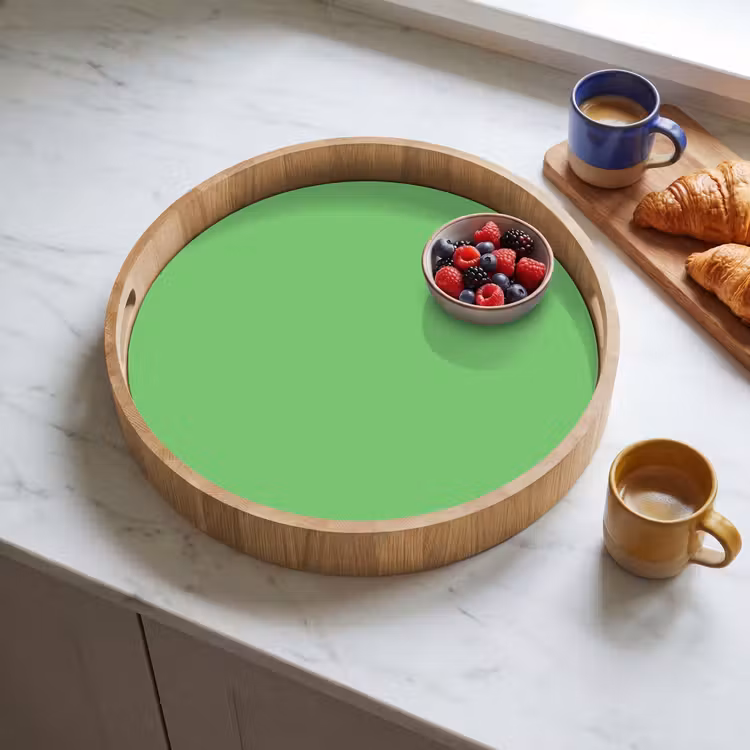Meadow - Green - Groen Dienblad Rond middel 914 -sfeer2