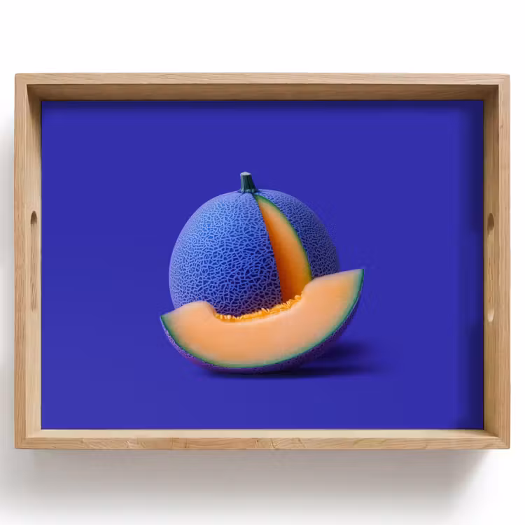 Meloen - Blauw - Oranje - Kunstzinnig Dienblad Rechthoek middel -z3d_shopping