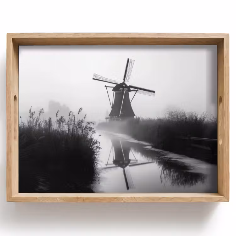 Molen - Weerspiegeling - Landschap - Water Dienblad Rechthoek middel -z3d_shopping