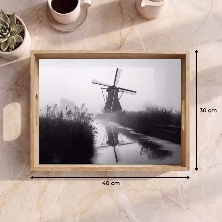 Molen - Weerspiegeling - Landschap - Water Dienblad Rechthoek middel -USP_Formaat