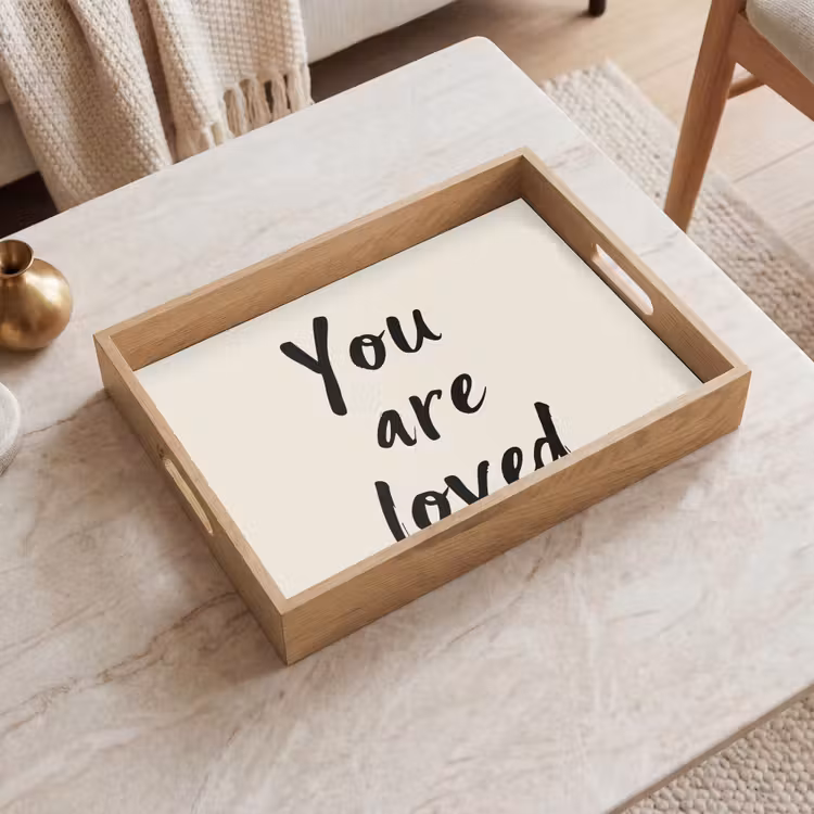 Minimalistisch - Beige - Love Dienblad Rechthoek middel -sfeer1