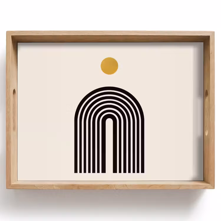 Minimalistisch - Zwarte boog - Gouden cirkel Dienblad Rechthoek middel -z3d_shopping