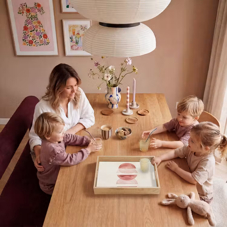 Minimalistisch - Cirkels - Roze Dienblad Rechthoek middel -sfeer4