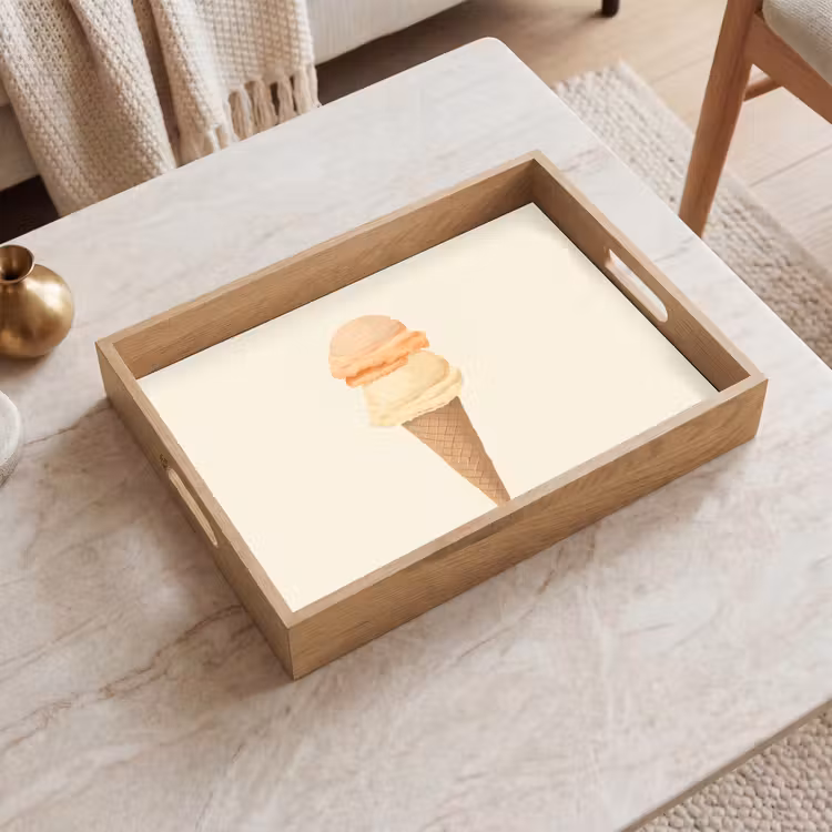 Minimalistisch - Schepijs - Hoorntje - Beige Dienblad Rechthoek middel -sfeer1