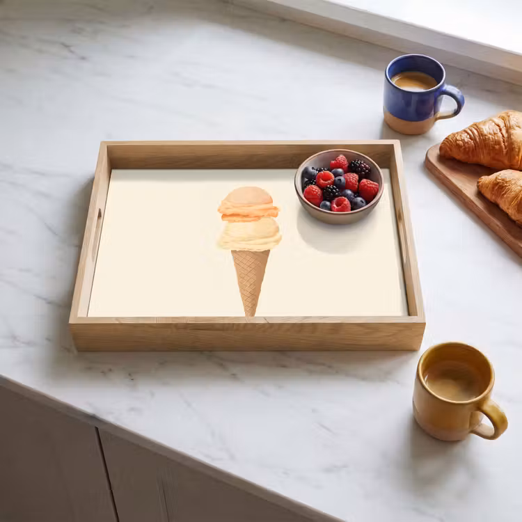 Minimalistisch - Schepijs - Hoorntje - Beige Dienblad Rechthoek middel -sfeer2