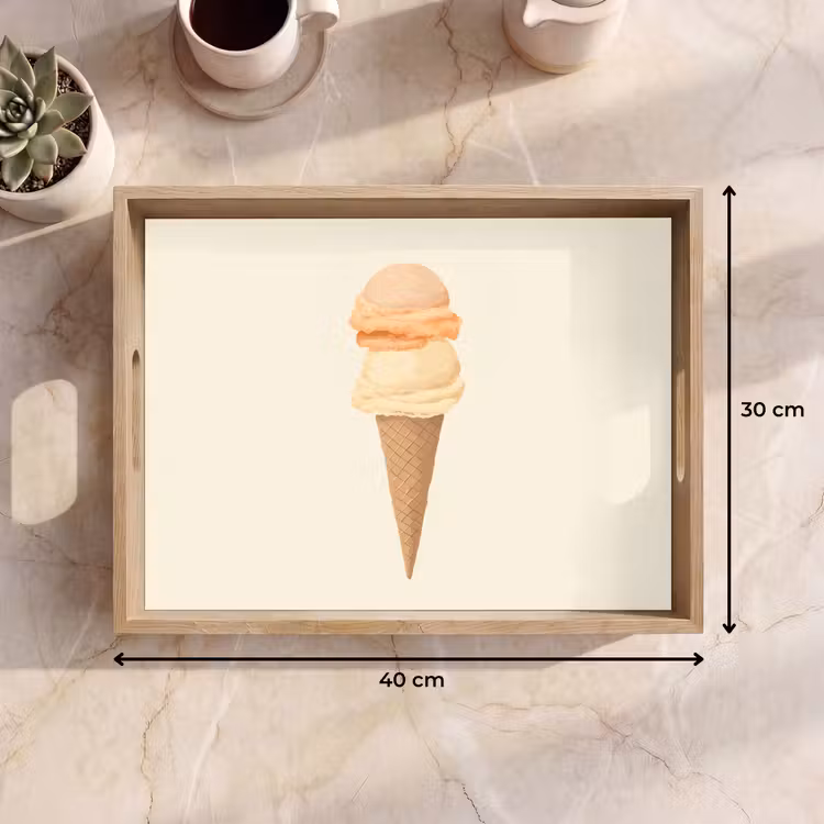 Minimalistisch - Schepijs - Hoorntje - Beige Dienblad Rechthoek middel -USP_Formaat