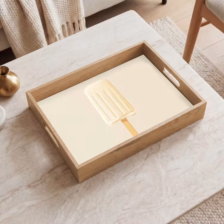 Minimalistisch - Waterijsje - Stokje - Beige Dienblad Rechthoek middel -sfeer1