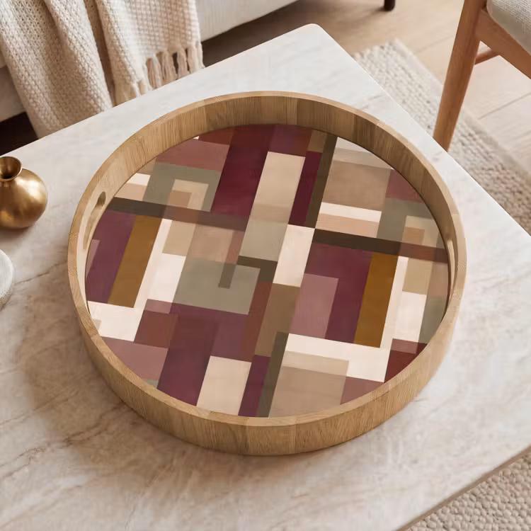 Modern - Geometrie - Kleurrijk Dienblad Rond middel 914 -sfeer1