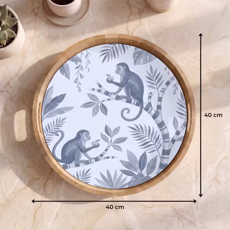 Aap - Boom - Bladeren - Jungle - Illustratie Dienblad Rond middel -USP_Formaat