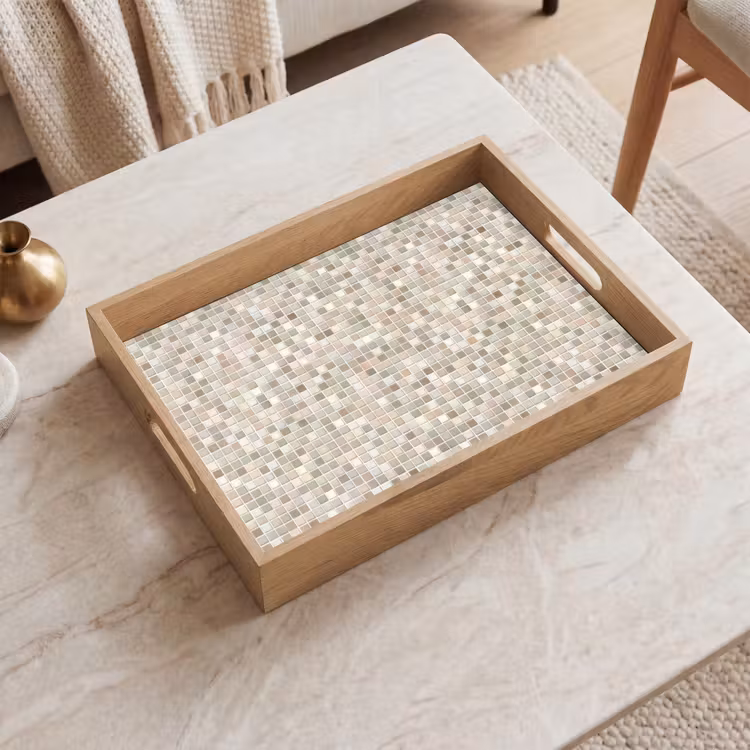 Mozaïek - Patroon- Taupe Dienblad Rechthoek middel 911 -sfeer1