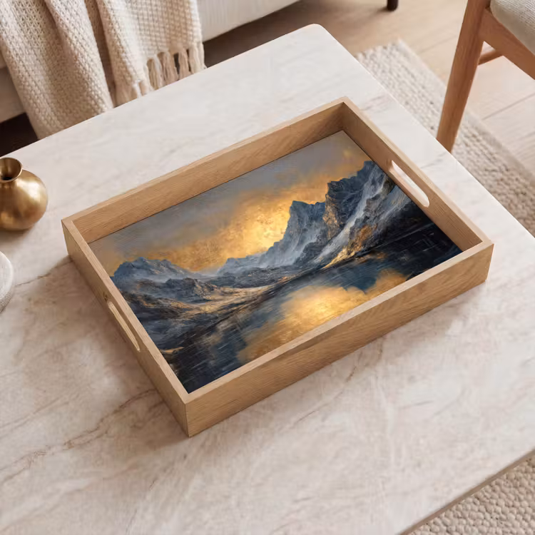 Berglandschap met Gouden Zonsondergang Dienblad Rechthoek middel -sfeer1